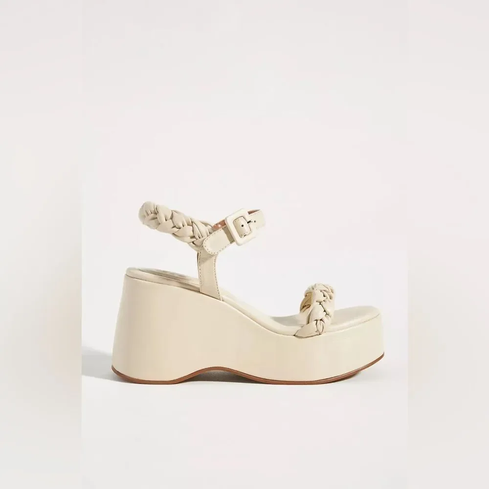 Vicenza CREME Women's Braided Platform Heel Sandal US 9 EU 40